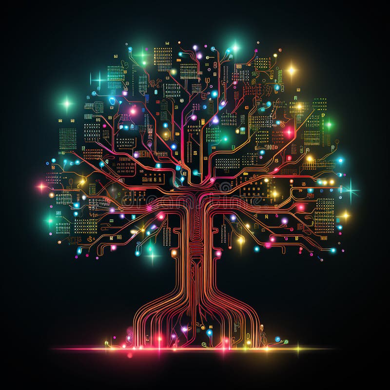 Albero di natale innovativo generato da un circuito royalty illustrazione gratis