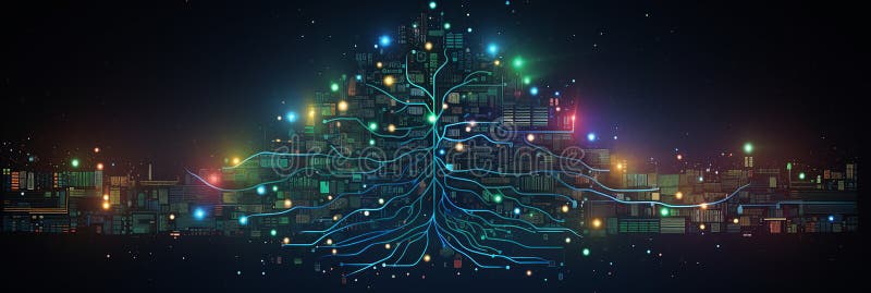 Albero di natale innovativo generato da un circuito royalty illustrazione gratis