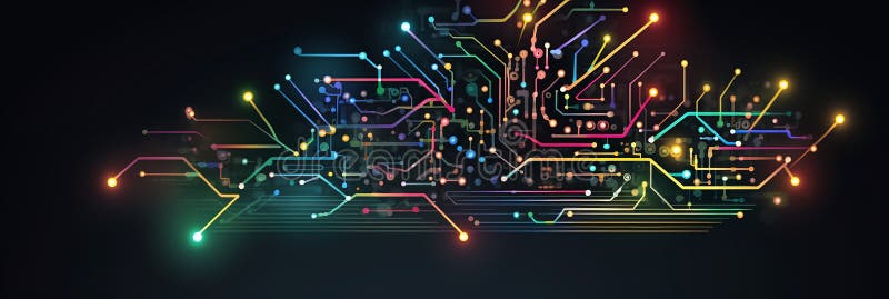 Albero di natale innovativo generato da un circuito illustrazione di stock