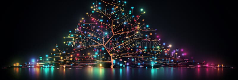 Albero di natale innovativo generato da un circuito royalty illustrazione gratis