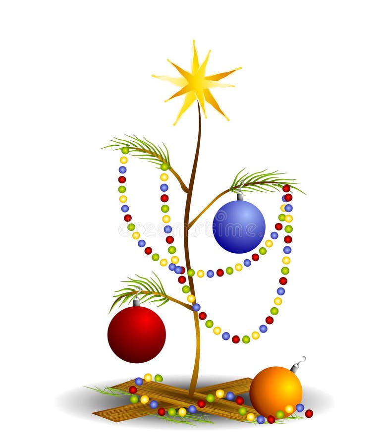 Albero di Natale molto piccolo triste 2 illustrazione di stock Albero di Natale molto piccolo triste 2 illustrazione di stock