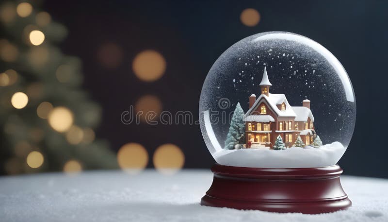 Albero di natale in rendering 3d. globo da neve. aizione generativa illustrazione di stock