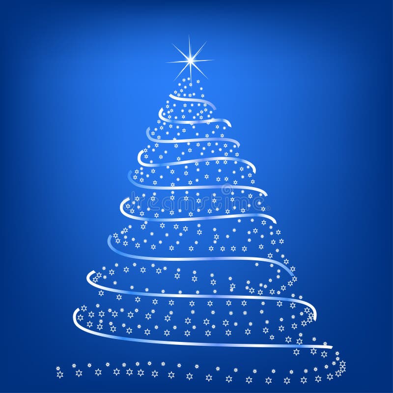 Albero Di Natale Argento E Bianco Albero Di Natale Stilizzato Illustrazione Vettoriale - Illustrazione di