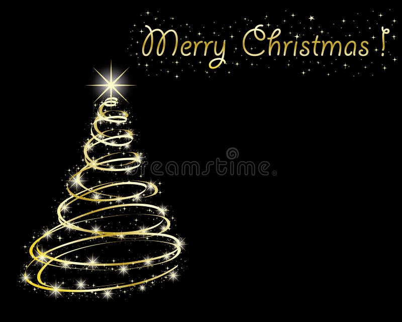 Abstract golden christmas tree on black background. Abstract golden christmas tree on black background.