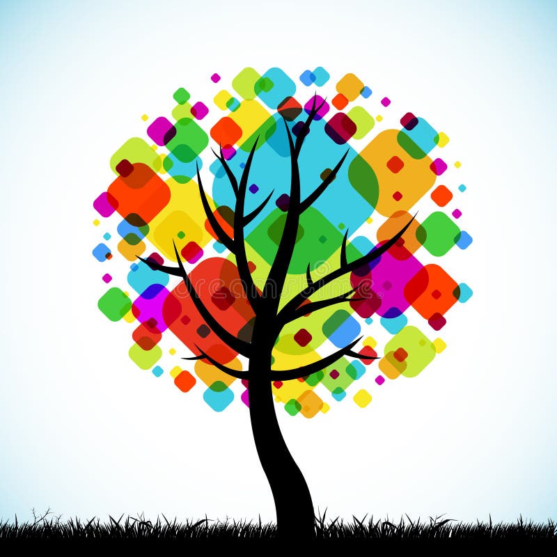 Albero di quercia astratto variopinto royalty illustrazione gratis Albero di quercia astratto variopinto royalty illustrazione gratis