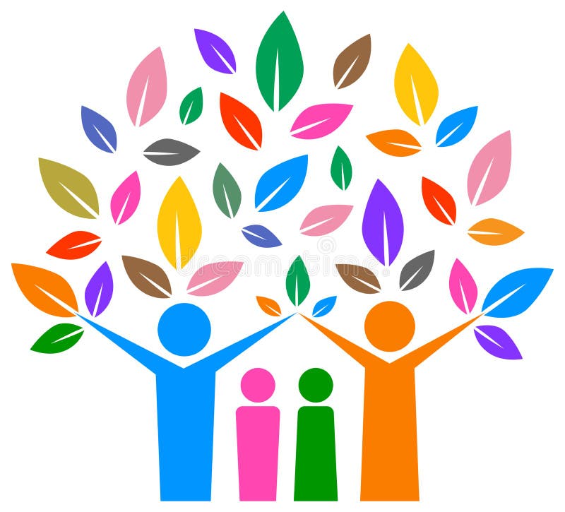 Albero genealogico felice con progettazione variopinta illustrazione vettoriale