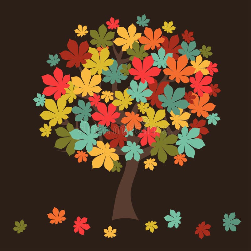 Albero stilizzato di autunno con le foglie cadenti per
