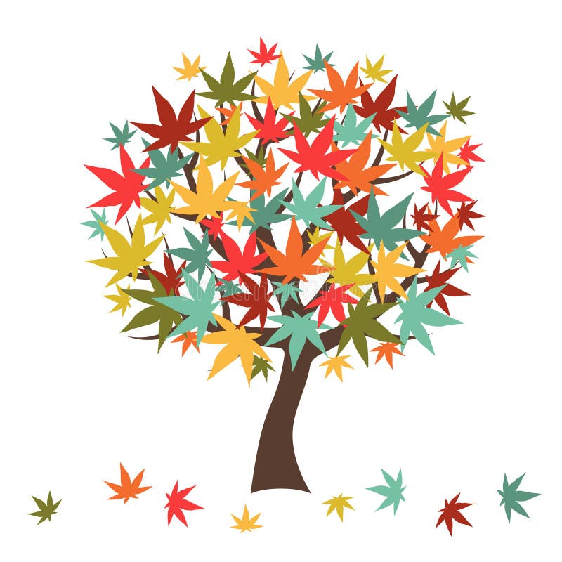 Albero stilizzato di autunno con le foglie cadenti per