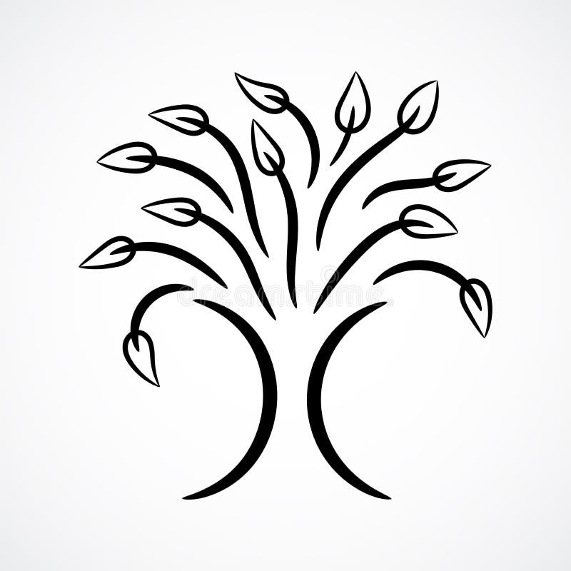 Albero stilizzato di contorno astratto, vettore illustrazione vettoriale Albero stilizzato di contorno astratto, vettore illustrazione vettoriale