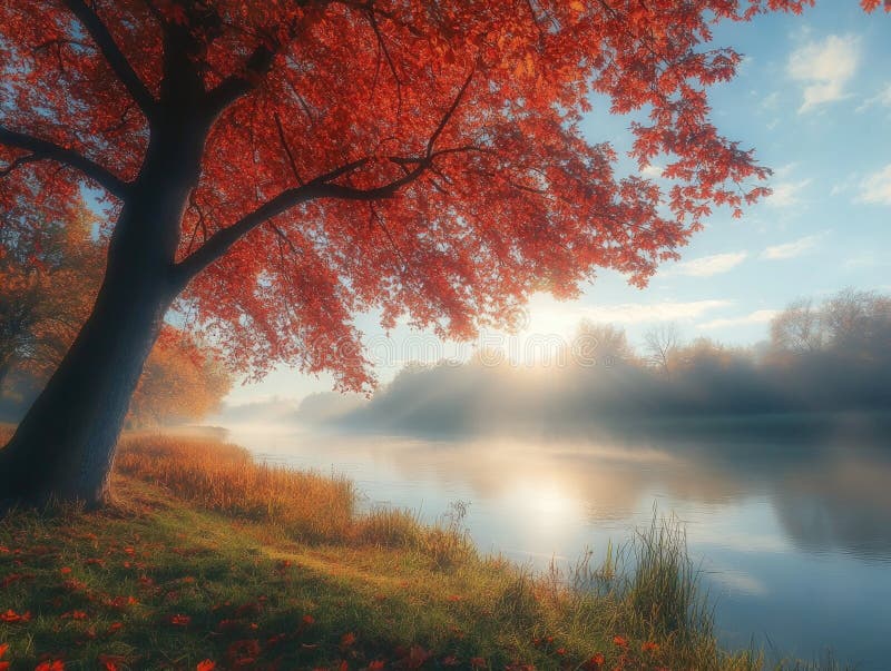 Albero vicino al lago fotografia stock libera da diritti