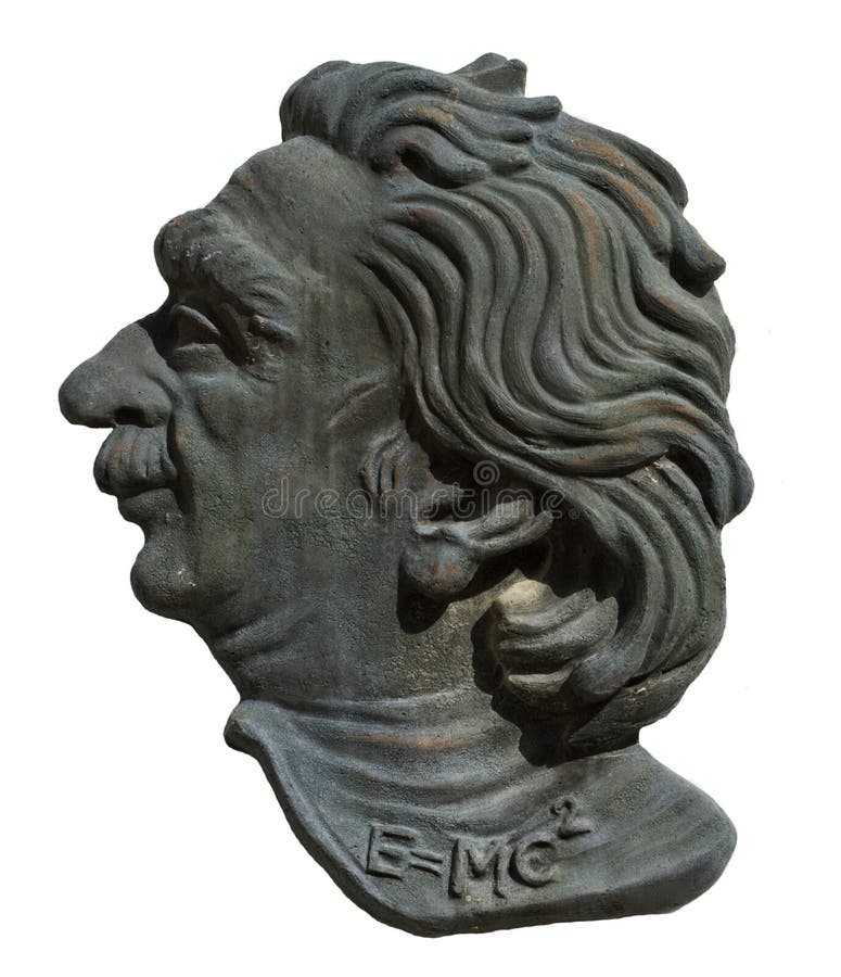 Albert Einstein bust isolated against white