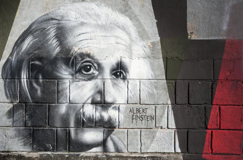 OPATIJA CROATIA - CIRCA AUGUST 2014: Albert Einstein (1879-1955) graffiti in Angiolina park, Opatija circa August 2014.Faces on this wall represent famous people who visited this Croatian touristic city. OPATIJA CROATIA - CIRCA AUGUST 2014: Albert Einstein (1879-1955) graffiti in Angiolina park, Opatija circa August 2014.Faces on this wall represent famous people who visited this Croatian touristic city.