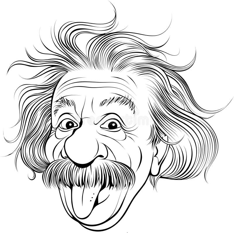 Albert Einstein Portrait, Line Art Illustration Stock Vector - Illustration  of history, discovery: 139320611