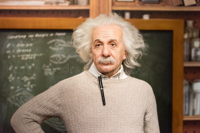 ISTANBUL, TURKEY - MARCH 16, 2017: Albert Einstein wax figure at Madame Tussauds museum in Istanbul. Albert Einstein was a physicist who developed the general theory of relativity.