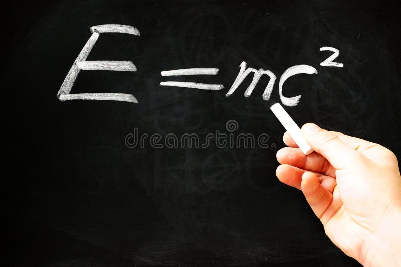 Albert Einsteins physical formula stock image