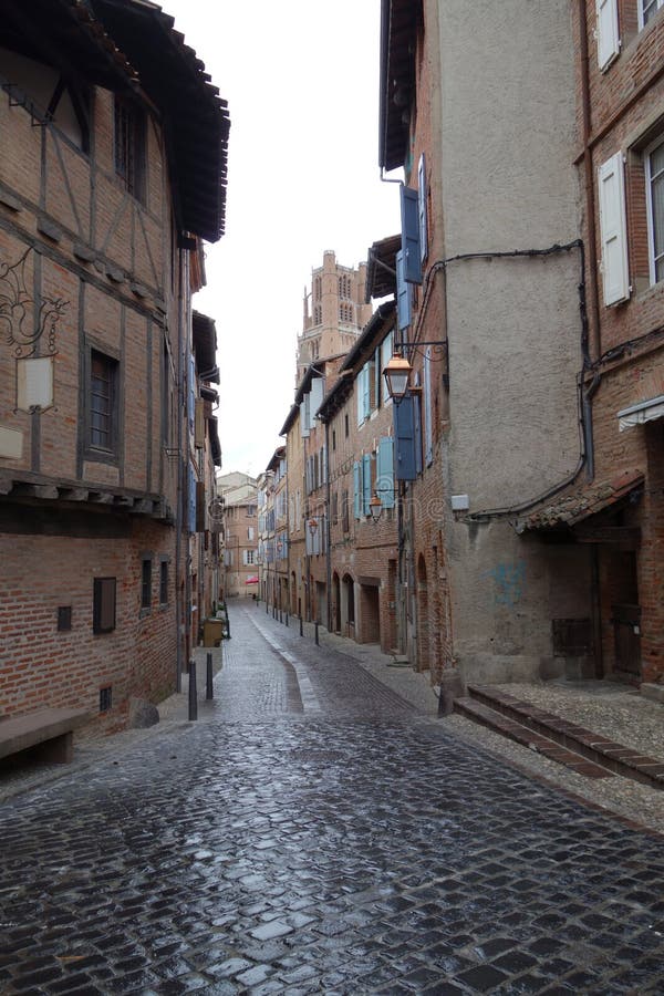 Albi street in a rainy day stock image Albi street in a rainy day stock image