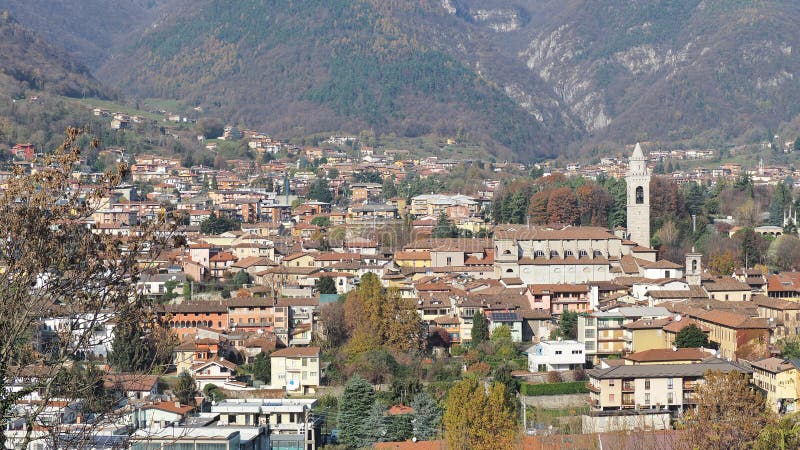 Albino, Bergamo, Italy. Aerial Landscape View of the Town Editorial ...