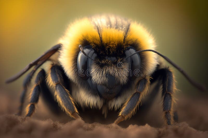 Albină în închidere macrocomandă vector illustration