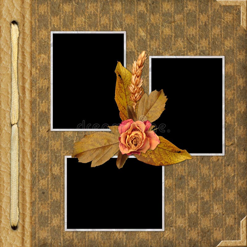 Album cover with frame and flowers