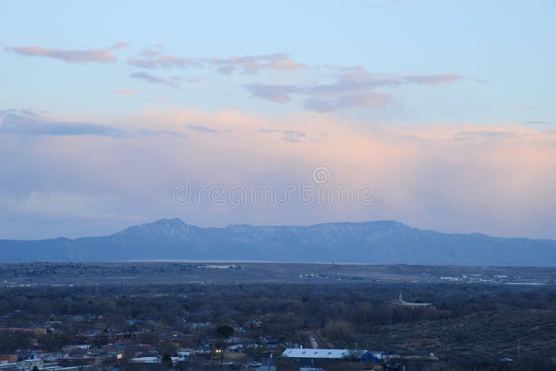 Albuquerque Sunset and Volcanoes Aerial View Stock Photo Image of