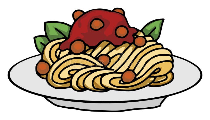 Albóndigas de los espaguetis de las pastas libre illustration Albóndigas de los espaguetis de las pastas libre illustration