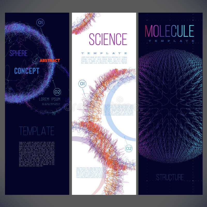 Alcance que consiste en las líneas de diverso color, moléculas, virus ilustración del vector