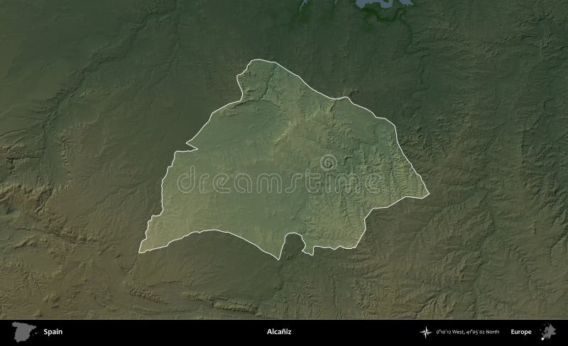 Alcaniz highlighted, Spain. Physical stock illustration