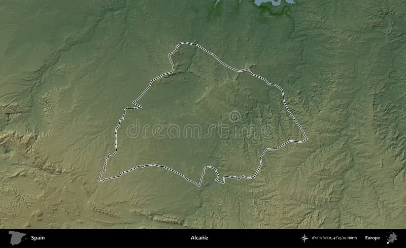 Alcaniz outlined, Spain. Physical royalty free illustration