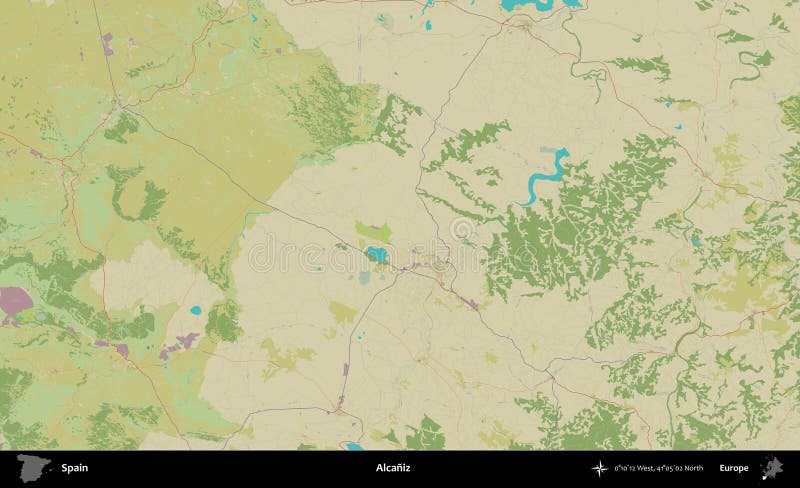 Alcaniz, Spain. Topographic Humanitarian vector illustration