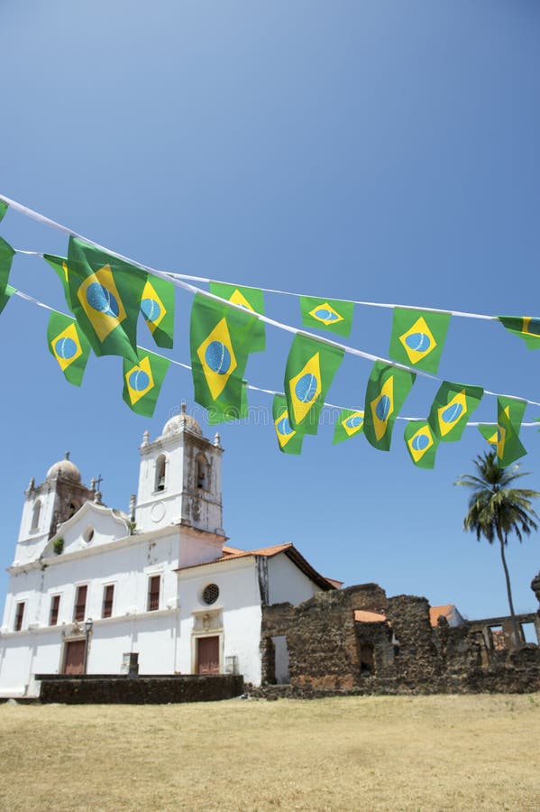 Alcantara brasil white colonchurch nordeste with brazilian flag bunasil royalty free stock image