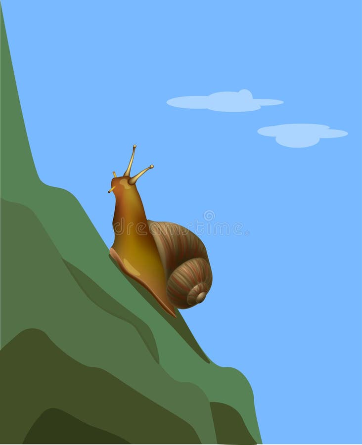 Alcançando um caracol do objetivo na montanha ilustração stock Alcançando um caracol do objetivo na montanha ilustração stock