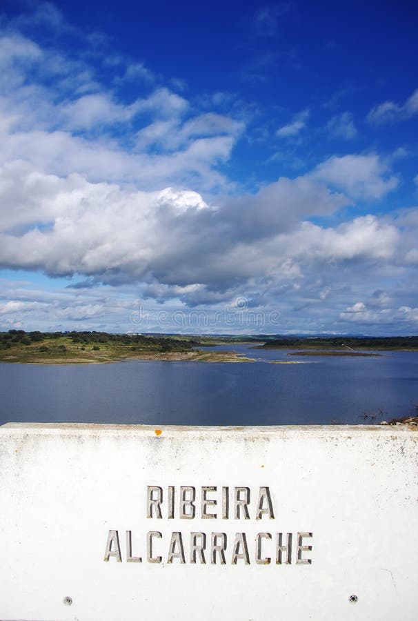 Alcarrache river near Alqueva lake royalty free stock photos
