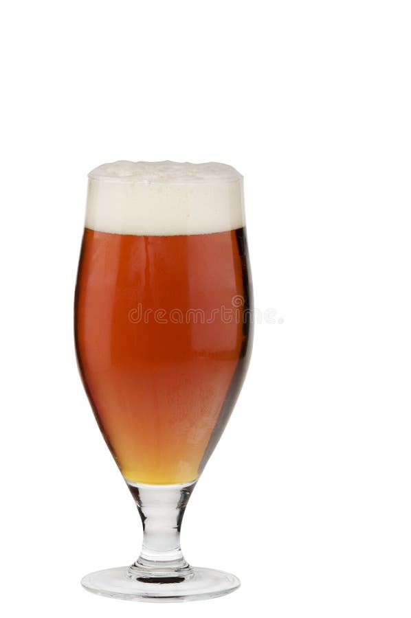 Alcohol dark beer glass with froth isolated on a white background.