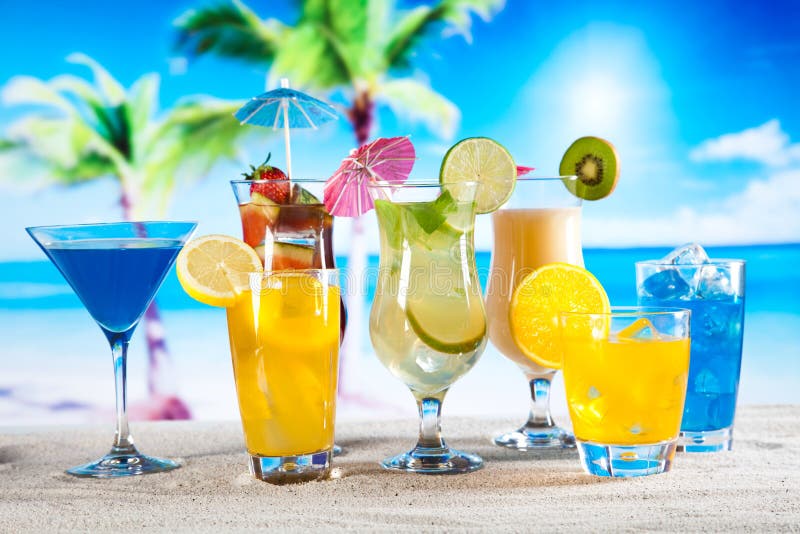 Alcohol Drinks, Beach Background, Natural Colorful Tone Stock Photo Image of background, fresh