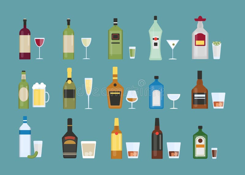 Alcohol Drinks Pros and Cons Infographic. Drinking Alcohol Stock Vector