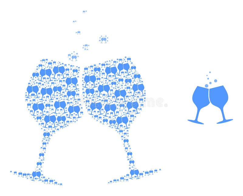 Alcohol Glasses Cheers Collage of Self Icons Stock Vector