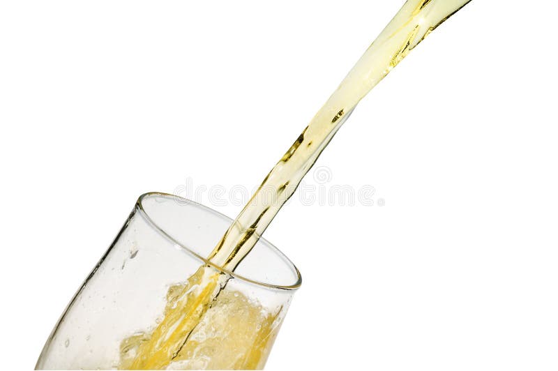 Alcohol light beer with froth and bubbles pouring into a glass isolated over white. Alcohol light beer with froth and bubbles pouring into a glass isolated over white.