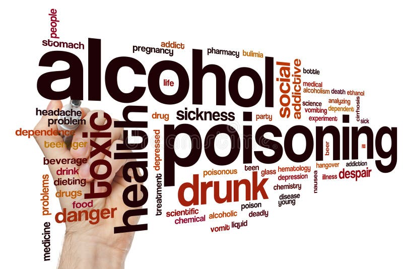 Alcohol poisoning word cloud concept