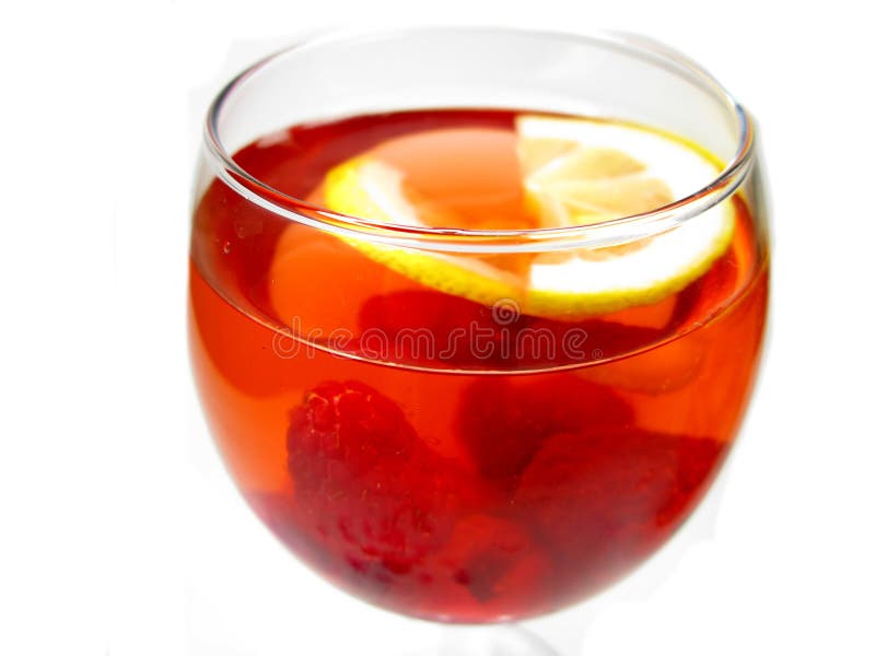 Alcohol wine cocktail punch with raspberry