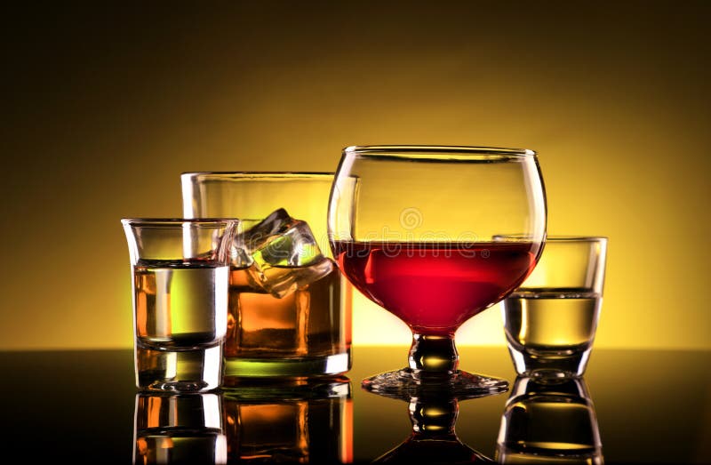 Alcohol - Wine, Whiskey and Shot Glasses