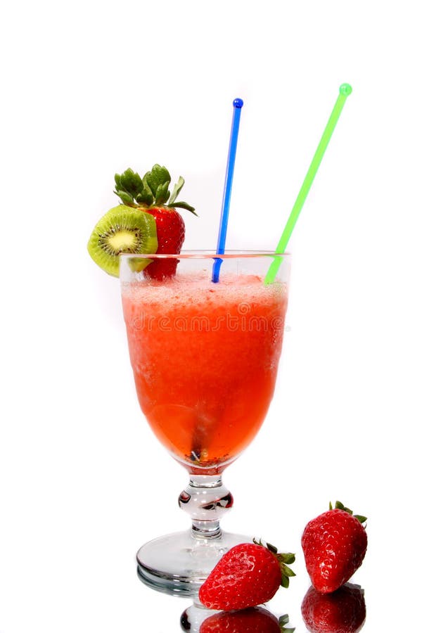 Alcoholic Cocktail with Strawberry and Kiwi Stock Image Image of