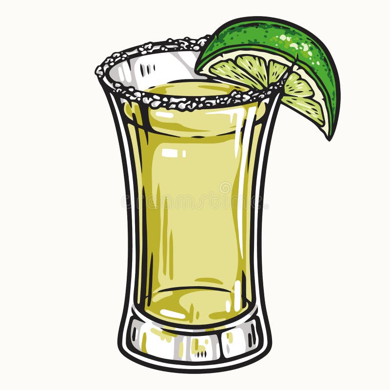 Alcoholic Drink in Glass Decorated with Lime Stock Vector ...