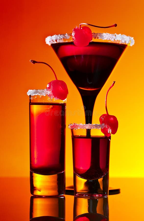 Alcoholic Drinks with Cherry Stock Photo Image of vodka, yellow 53540366
