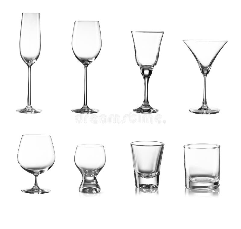 Free Vector  Empty realistic glasses set for different alcohol drinks and  cocktails isolated