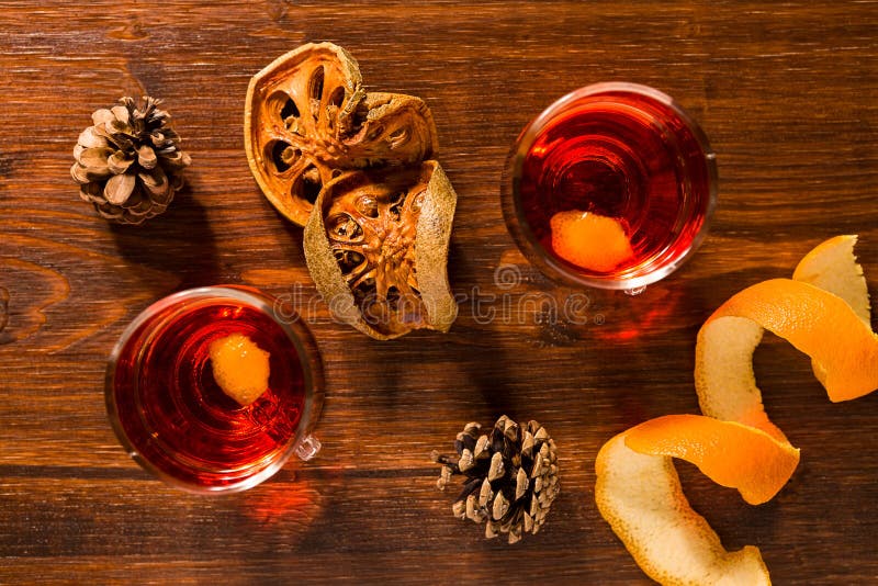 Alcoholic Punch Drink Dried Orange Fruit Pine Cone Stock Photos Free