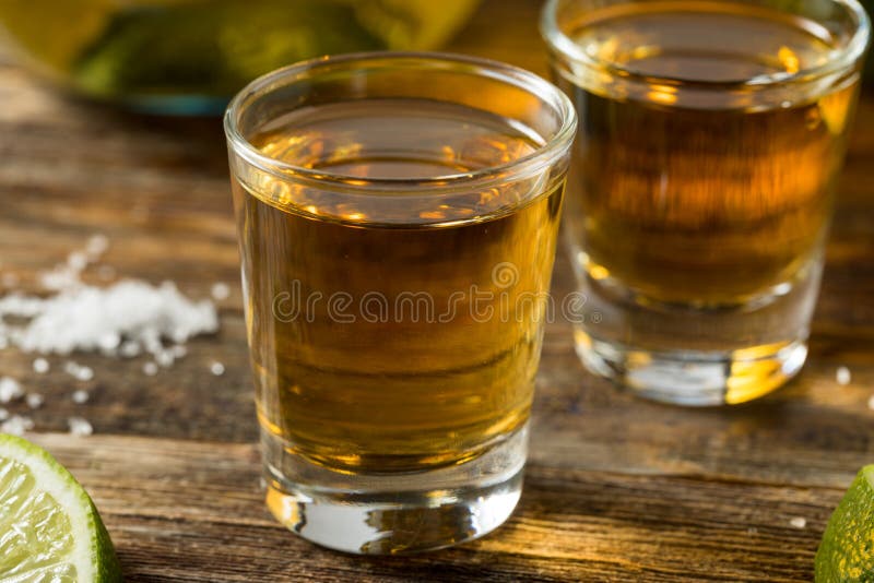Alcoholic Reposado Tequila Shots Stock Image Image of salt, liquid