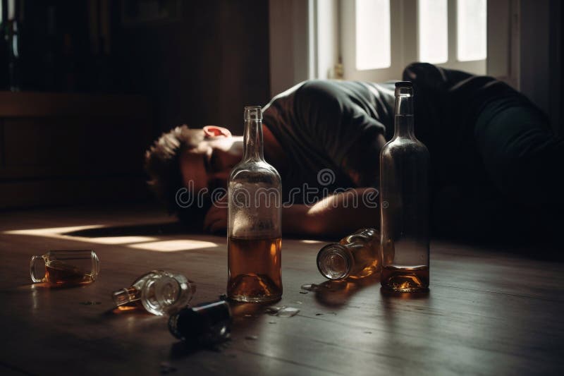 Alcoholism and Drunk Man with Alcoholic Drinks. AI Generated Stock ...