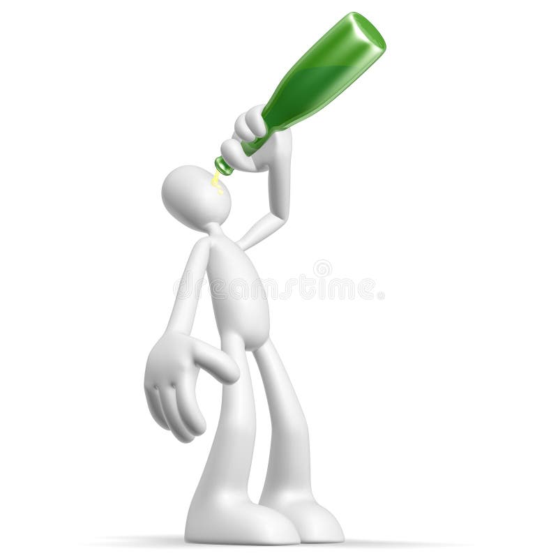 Personaje 3D alcohólico stock de ilustración