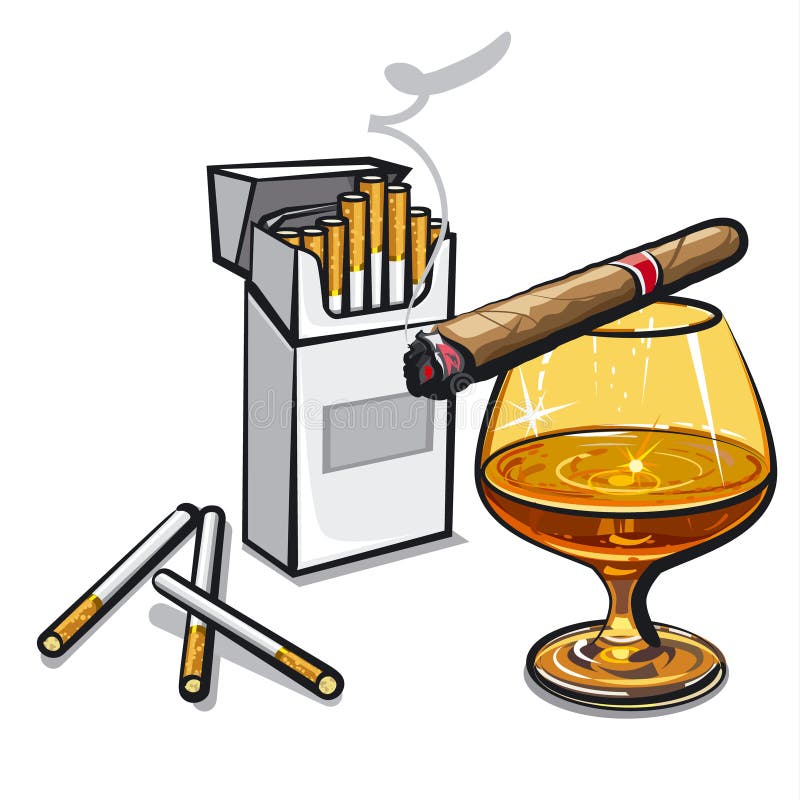 Alcool et cigarettes illustration stock. Illustration du tabac 45907752