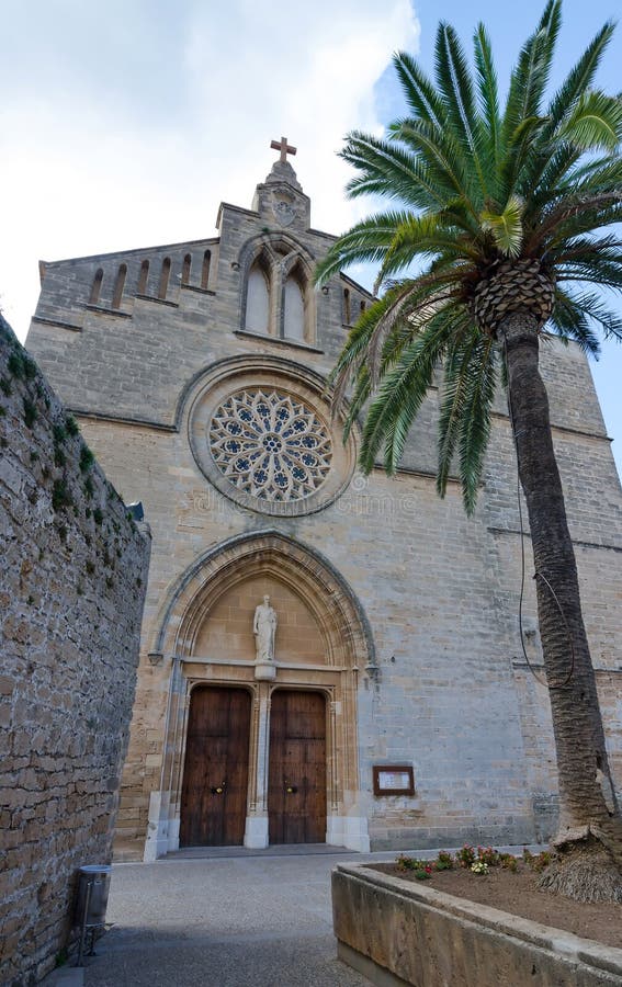 Alcudia city cathedral stock images